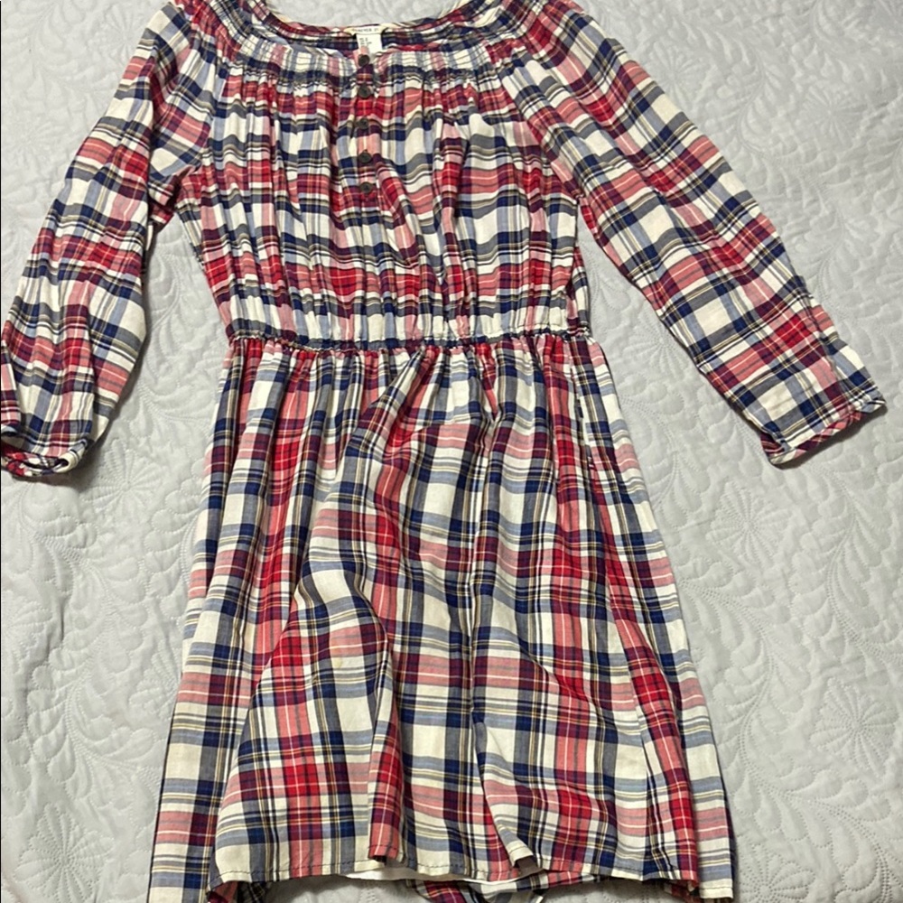 Forever 21 Red and Black Smocked Sundress with Bishop Sleeves